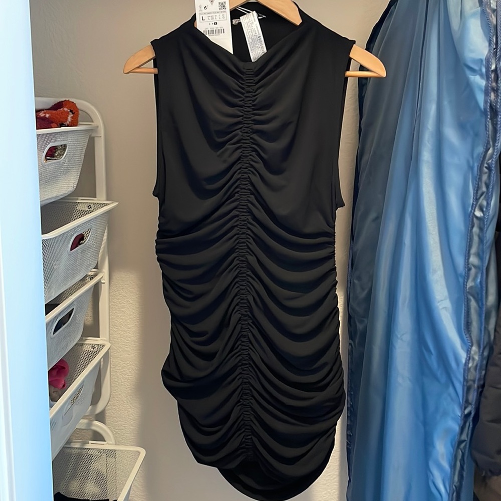 Black Scrunch Zara Dress Size L